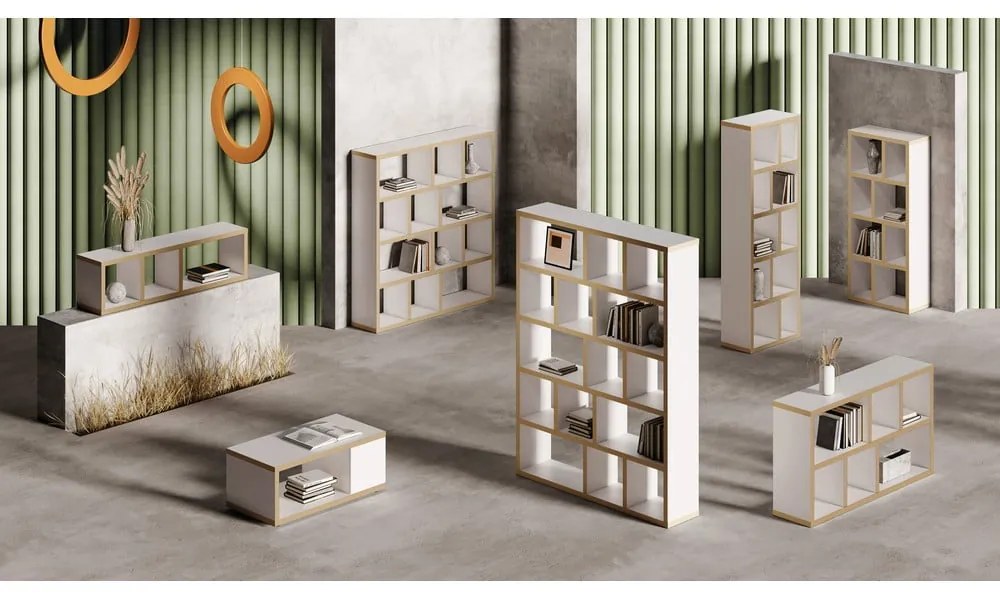 Fehér-natúr színű könyvespolc 150x159 cm Berlin – TemaHome