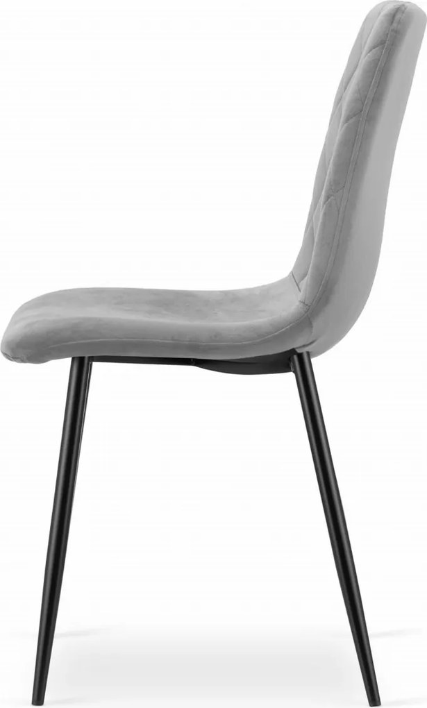 Szürke bársony szék TURIN fekete lábakkal