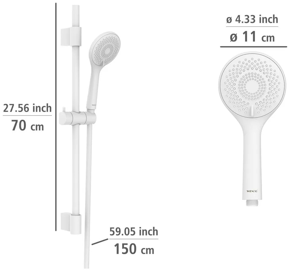 Fehér rozsdamentes acél zuhanyszett 70 cm Watersaving – Wenko