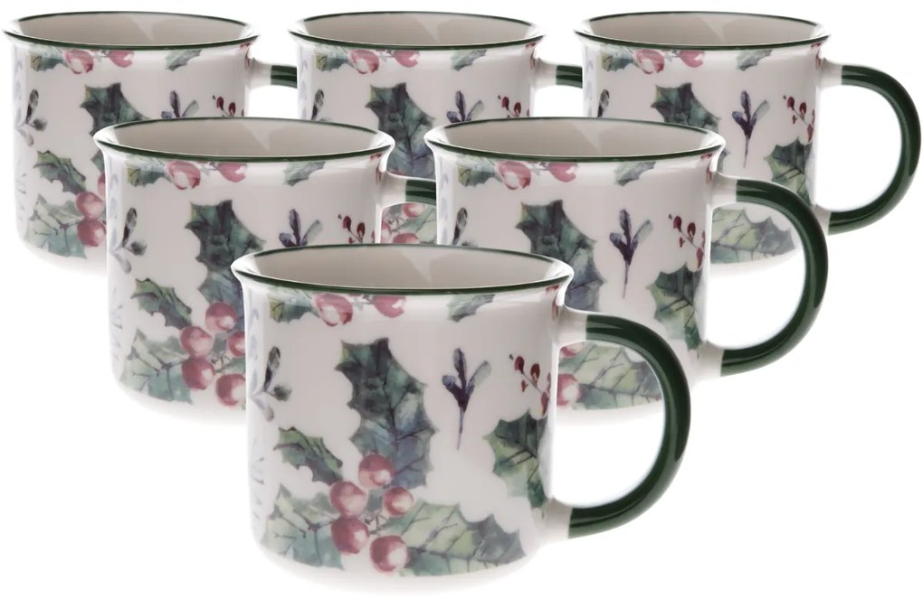 6 darab porcelán bögre szett Karácsonyi jegenye 300 ml, 300 ml