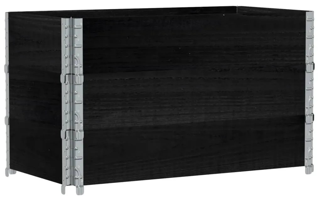 Fekete tömör fenyőfa kerti növénytartó 100 x 50 cm