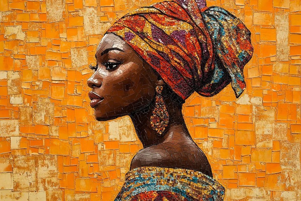 Canvas Vászonkép Portré Profil Nő Afrikai Mozaik 120x80