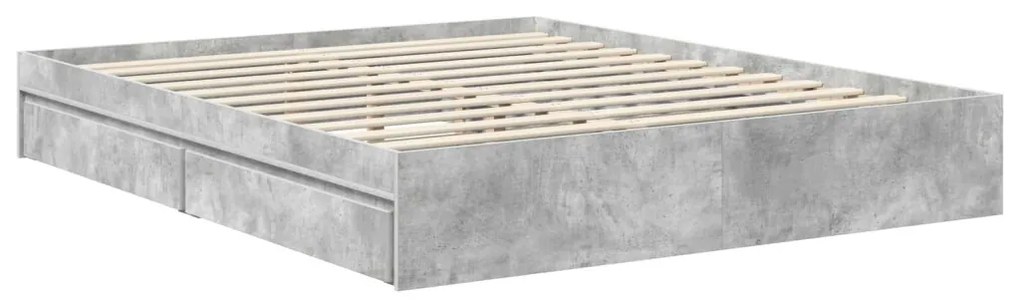 vidaXL Tárolós Ágy fejtámlával Beton Szürke 160 x 200 cm Faanyag