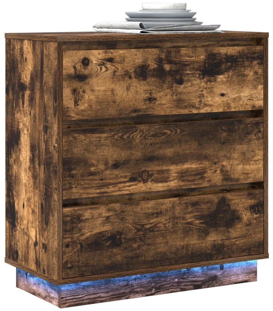 Éjjeli Szekrény LED Füstölt Tölgy 71x34.5x75 cm MDF