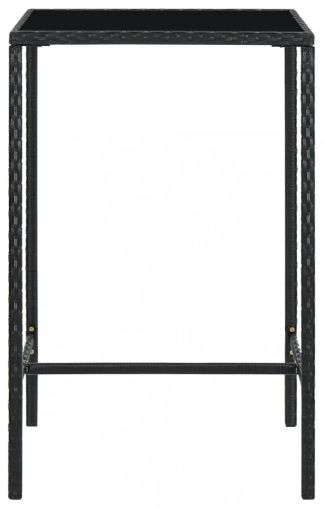 fekete polyrattan és üveg kerti bárasztal 70 x 70 x 110 cm
