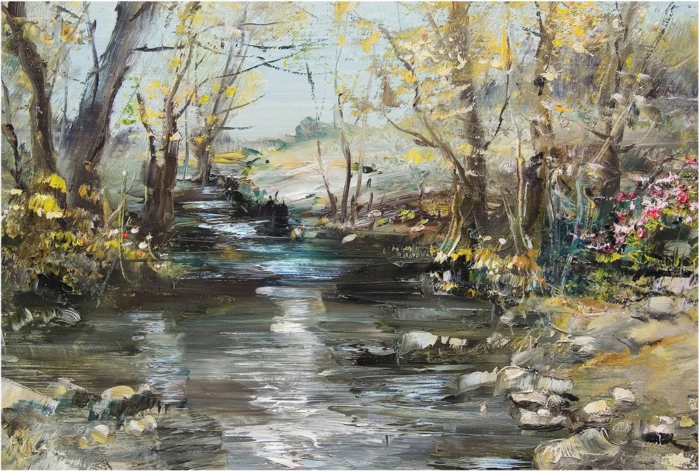 Flizelin tapéta Divatos 3D fali ragasztó Erdei patak 104x70 ragasztó