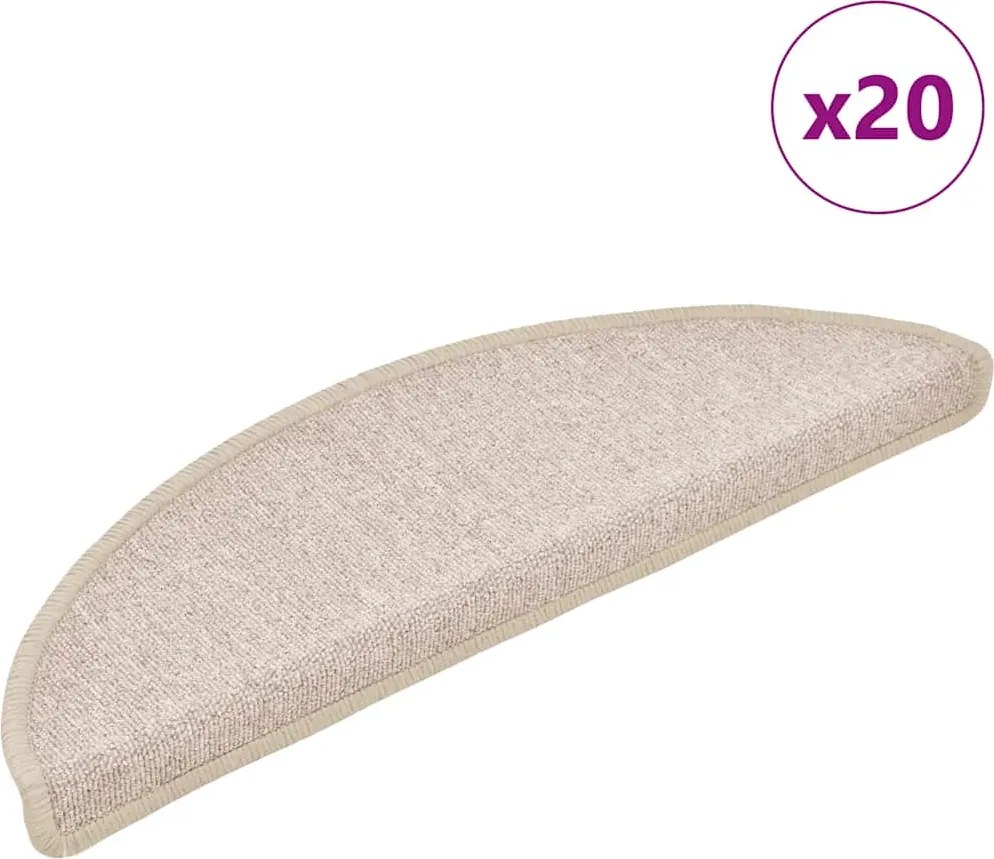 vidaXL 20 db lépcsőszőnyeg 56 x 17 x 3 cm bézs félkör alakú