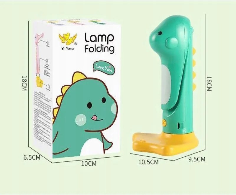 Összecsukható állólámpa Dinoszaurusz Krokodil led telefontartóval Zöld