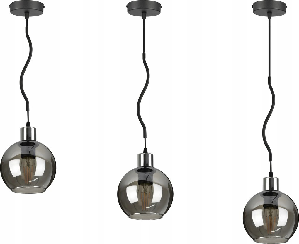 Üveg Függő Lámpa Csillár Spline Króm Gömb