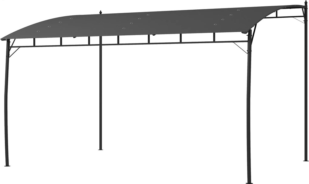 Outsunny Pergola Pavilon 12 Draináló Nyílással, Fém Pergola Poliészter Tetővel, 8 Terjeszkedő Csavarral és 8 Földbe Verhető Cövekkel, 400x296x200/262