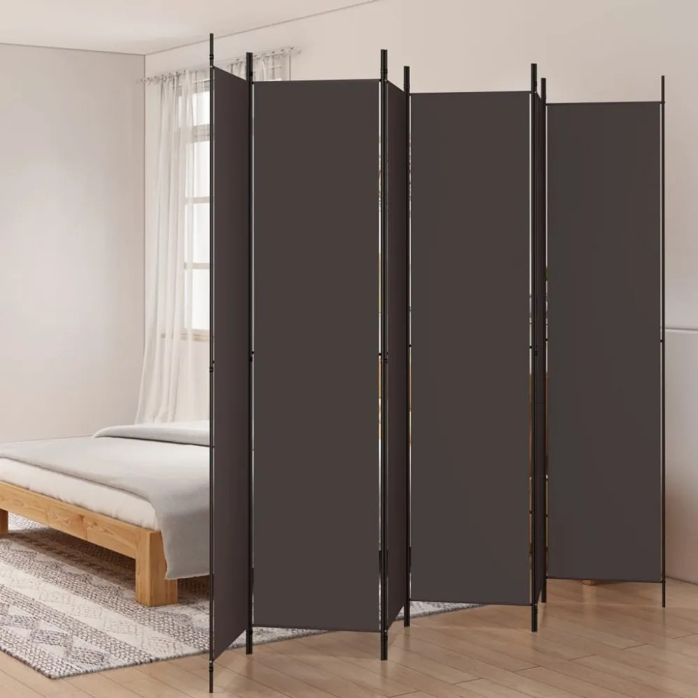 6 paneles barna szövet paraván 300 x 220 cm