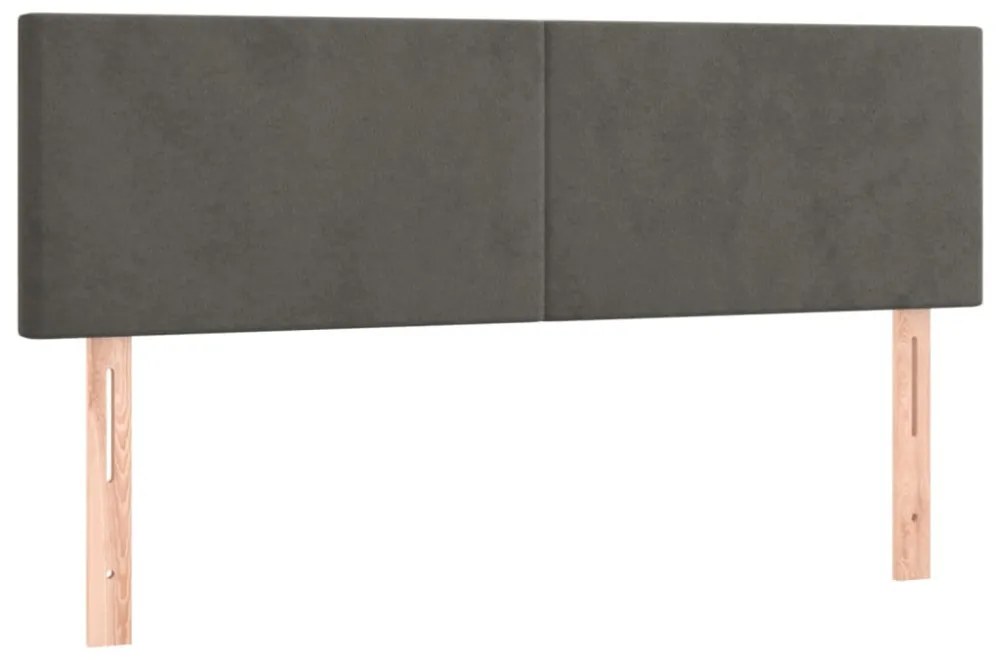 sötétszürke bársony rugós és LED-es ágy matraccal 140x190 cm