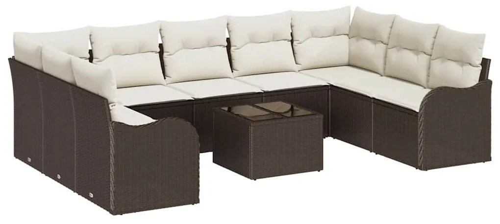 vidaXL Kerti Kanapé Szett Barna polirattan