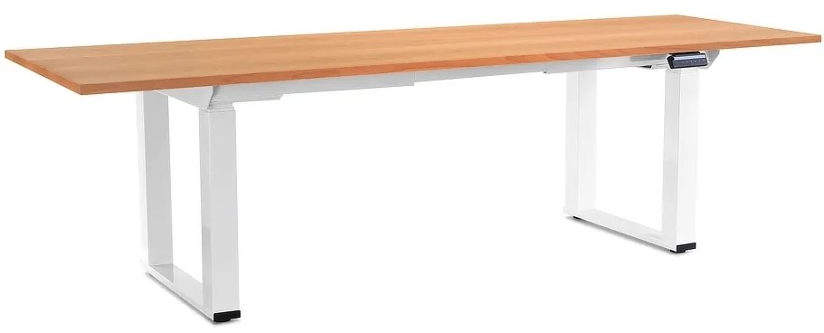 OfficeTech Strong állítható magasságú asztal 240 x 80 cm, fehér alap, bükkfa