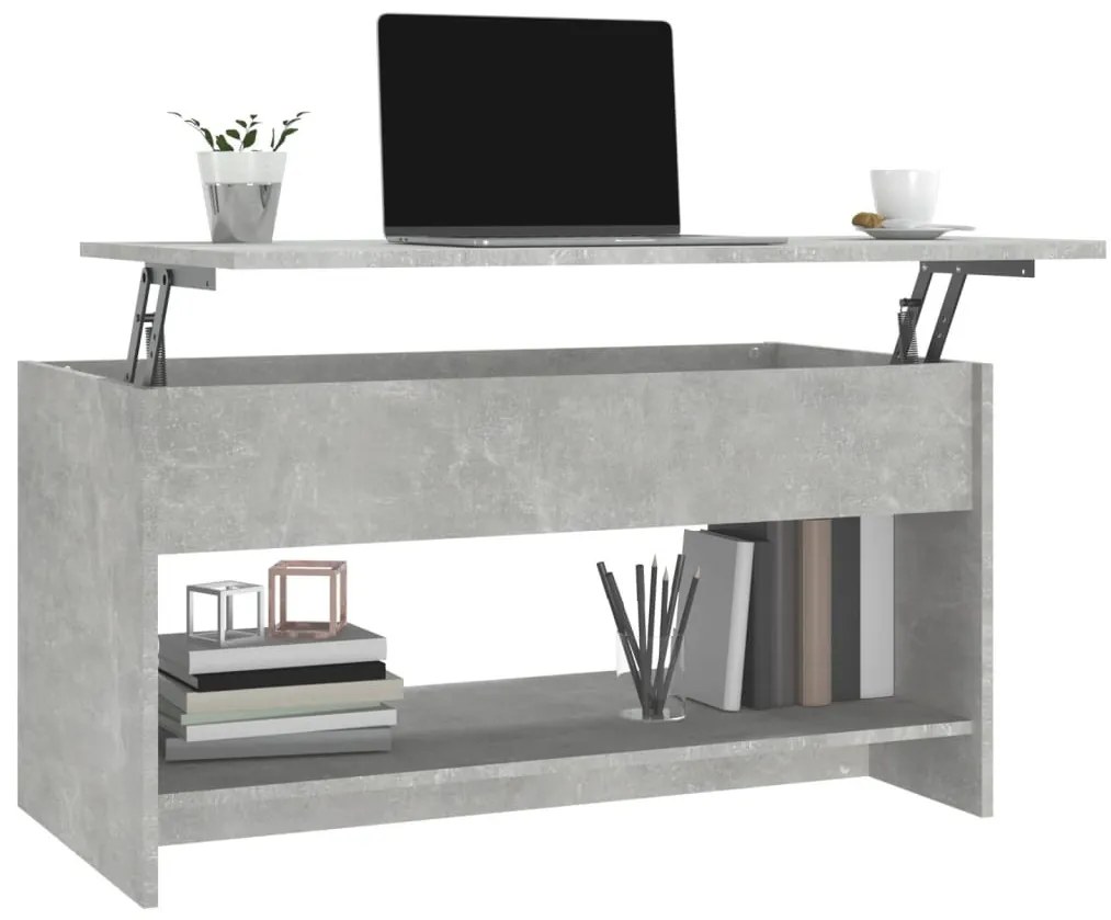 betonszürke szerelt fa dohányzóasztal 102x50x52,5 cm