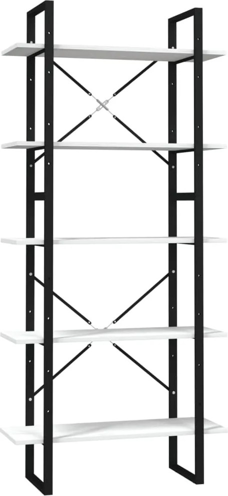 vidaXL ötszintes fehér fenyőfa könyvszekrény 80 x 30 x 175 cm