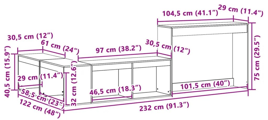 tömör fenyőfa éjjeliszekrény íróasztallal 232 x 122 x 75 cm