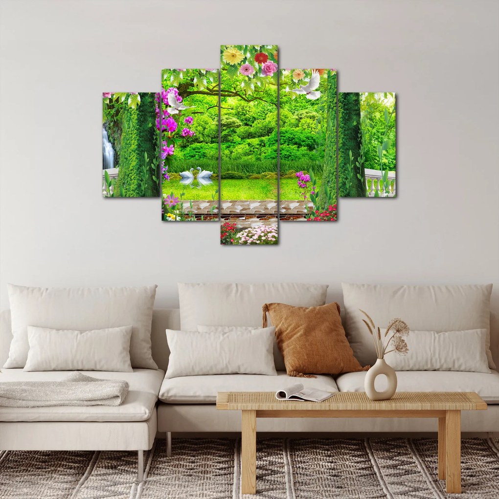Kép - Varázslatos kert hattyúkkal (150x105 cm)