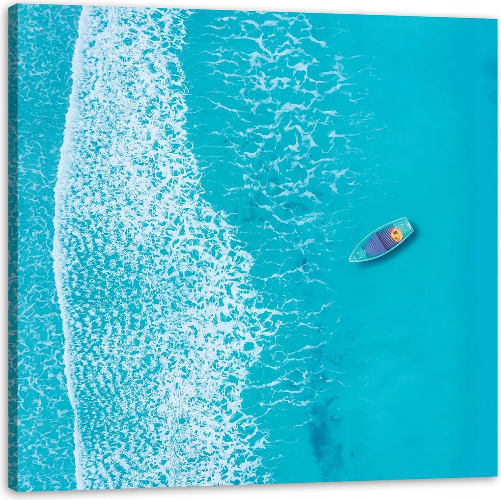 Vászonkép Kék csónak Hullámok Víz Óceán 90X90 cm