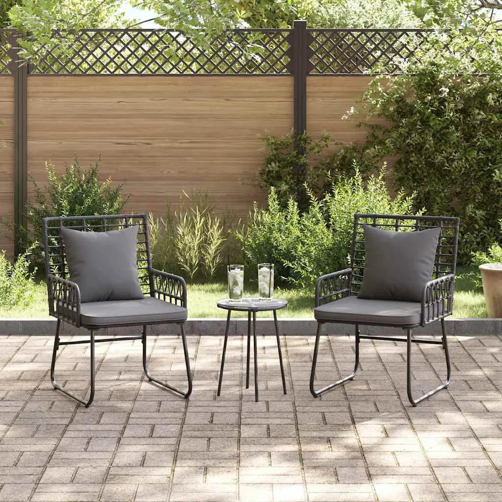 Kert étkező szett 3 pcs Fekete és Antracit Poli rattan és acél