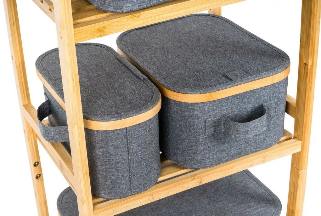 G21 tárolódoboz 30 x 30 x 15 cm, bambusz, fedéllel, szürke