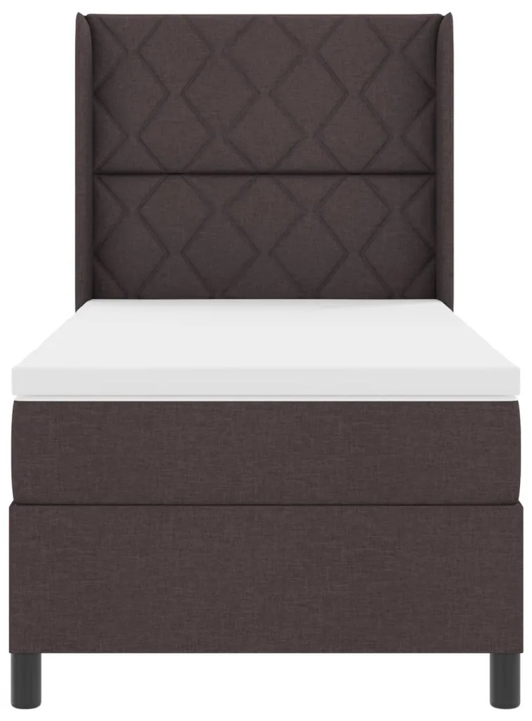 Boxspring Ágy Matrac és LED világítással Sötétbarna 90x200 cm Szövet