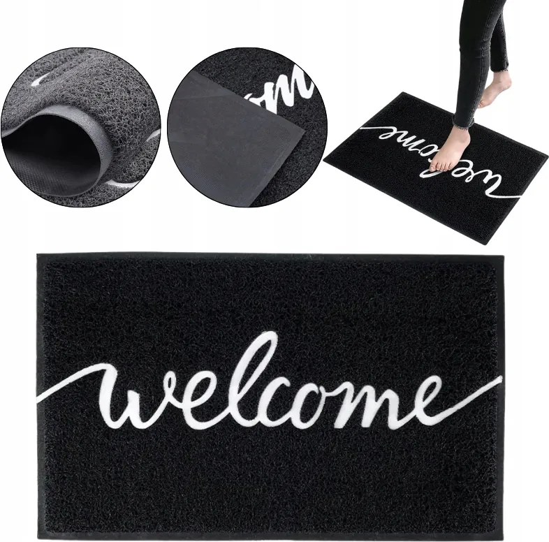 Lábtörlő 3D Pvc bejárati ajtó alá csúszásgátló gumiszőnyeg 37,5x58cm