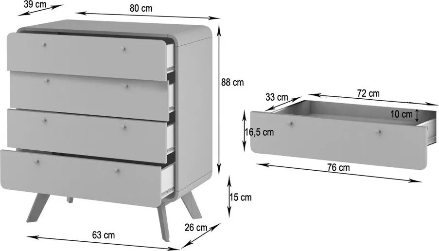 Sötétbarna magas komód diófa dekorral 80x88 cm Caitlin – Støraa