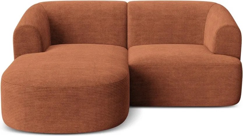 Terrakotta színű kordbársony sarokkanapé (bal oldali-heverő résszel) Campi – Cosmopolitan Design