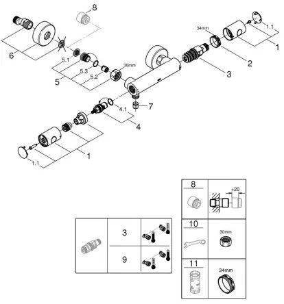 GROHE 34765000-Termosztátos zuhanycsaptelep GROHTHERM COSMOPOLITAN DN 15 króm