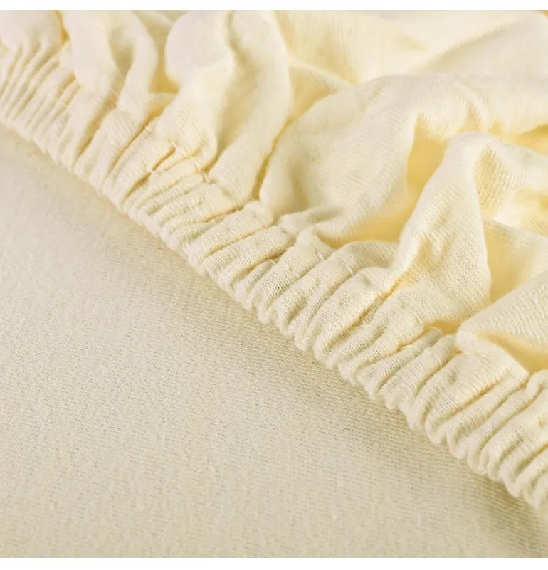 EMI krémszínű 100% pamutjersey gumis lepedő, 90x200-as lap