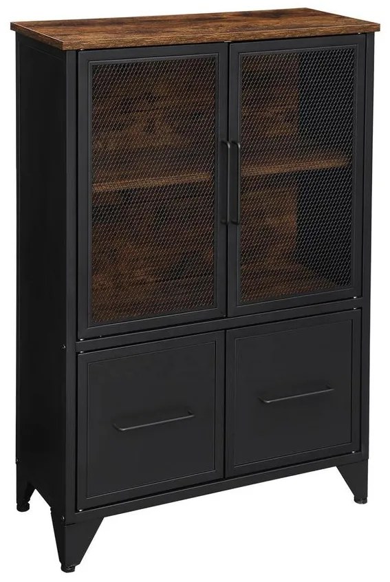 Padlón álló tárolószekrény, Könyvespolc 75 x 100 x 33 cm rusztikus barna