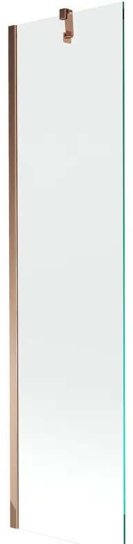 Mexen Next, kádparaván 1 szárny 50 x 150 cm, fix szárny, 6 mm átlátszó üveg, rózsa arany profil, 895-050-000-00-00-60