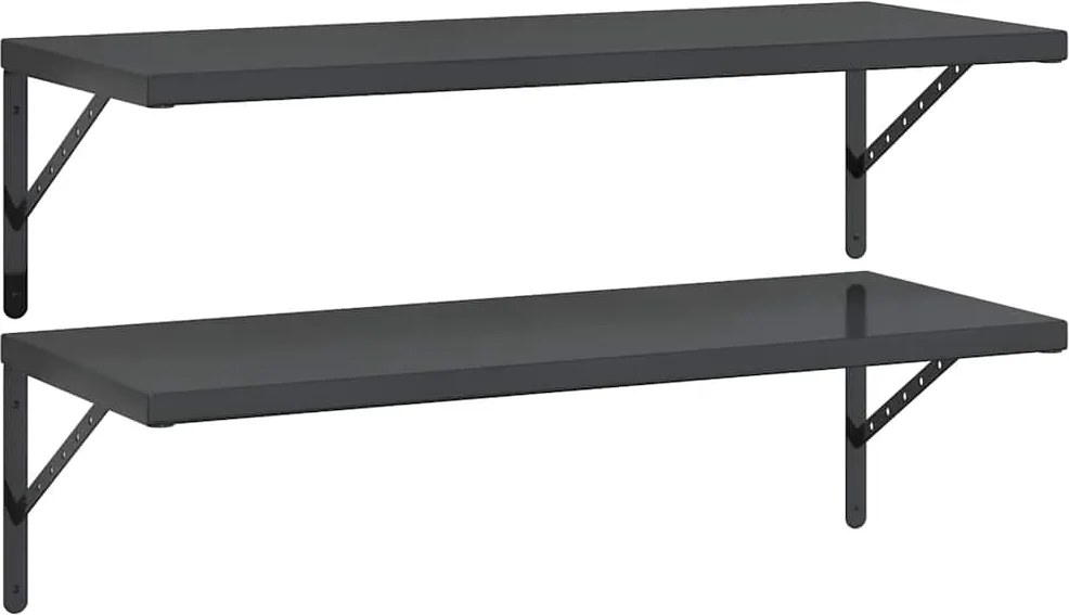 vidaXL 2 db fekete rozsdamentes acél fali polc 100 x 40 cm