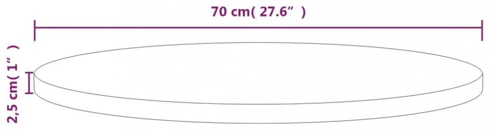 fehér tömör fenyőfa asztallap Ø70 x 2,5 cm