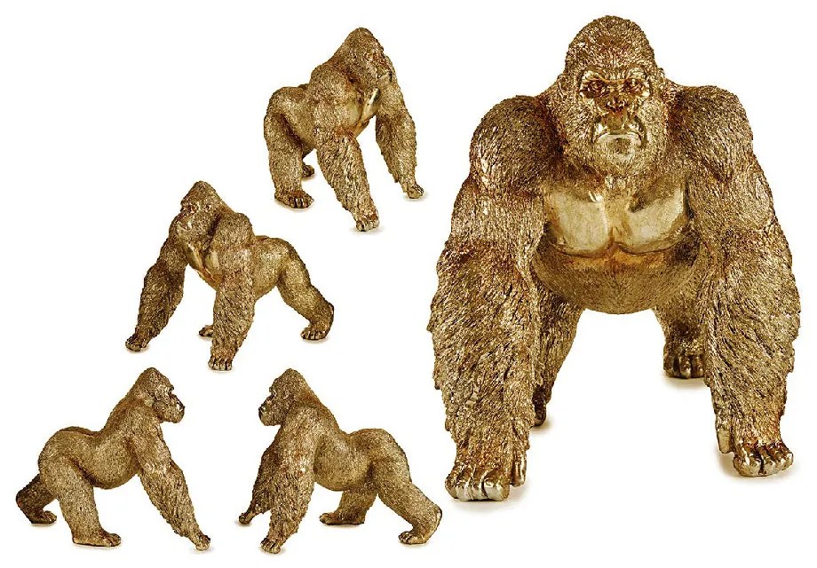 Arany színű gorilla dekorációs szobor figura  44 cm