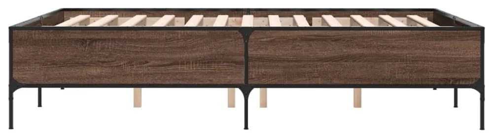 barna tölgyszínű szerelt fa és fém ágykeret 140x190 cm