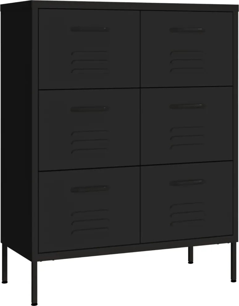 vidaXL fekete acél fiókos szekrény 80 x 35 x 101,5 cm
