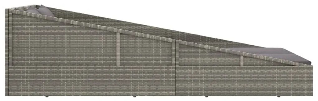 Szürke polyrattan kerti ágy 110x200 cm