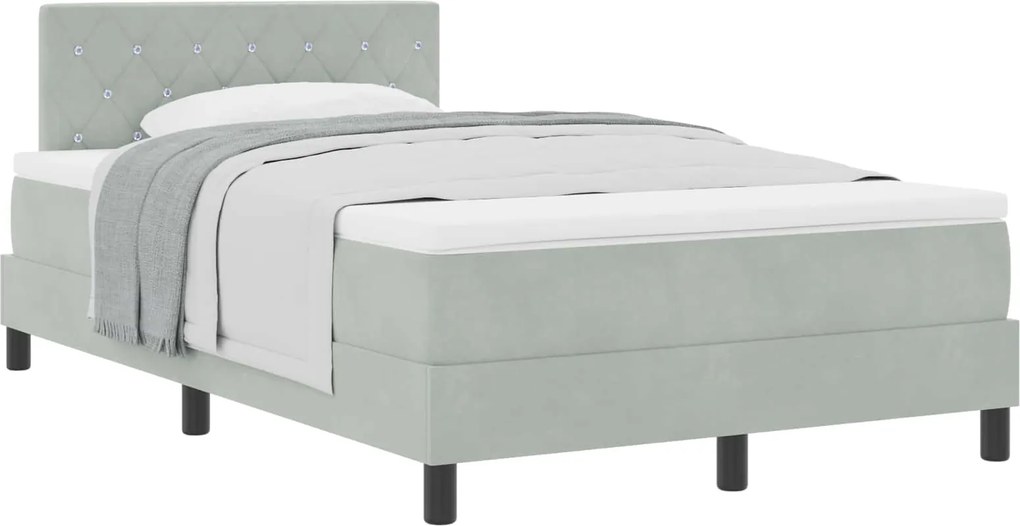 vidaXL Boxrugós ágy matracmal Világosszürke 120 x 200 cm Bársony