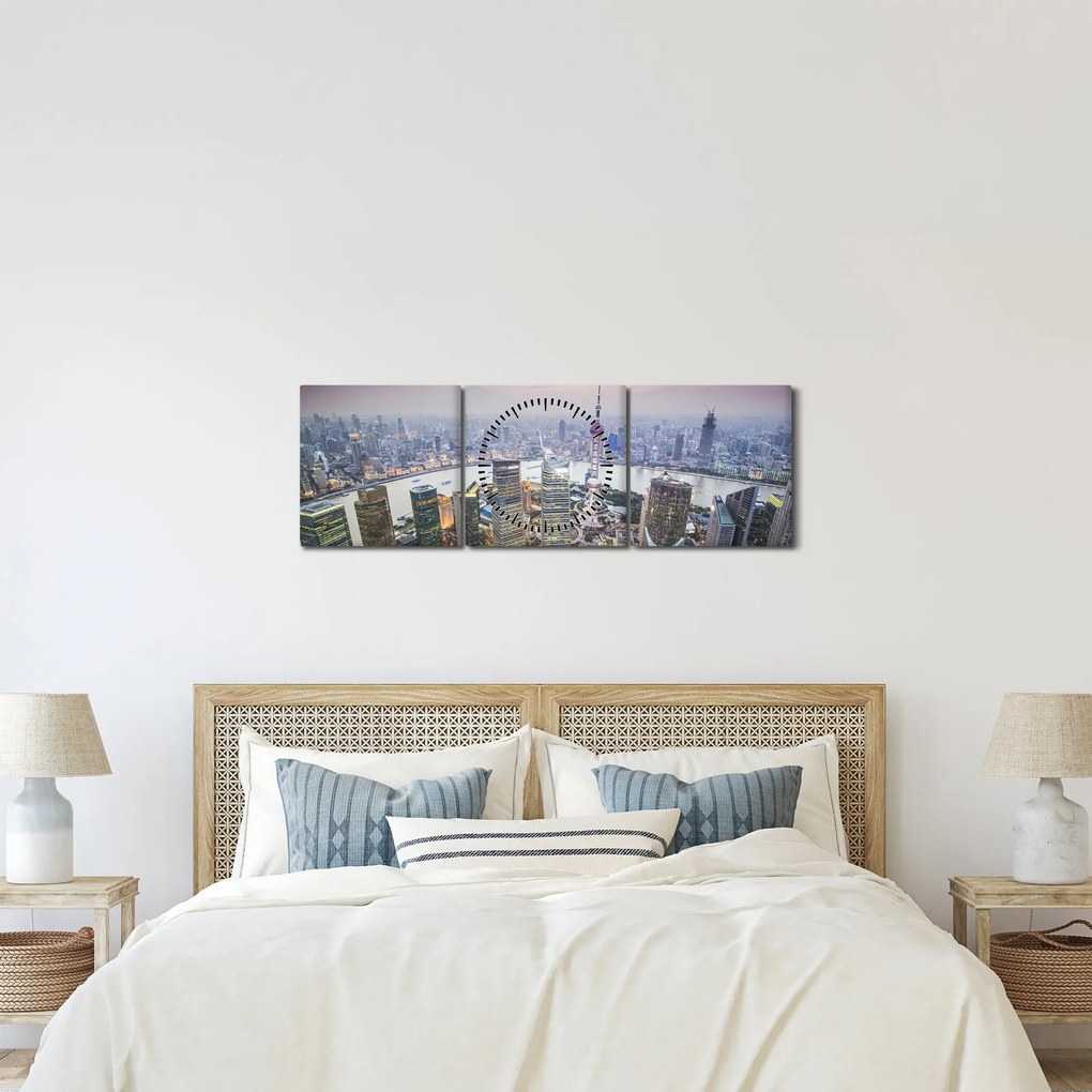 Kép - Shanghai, Kína (órával) (90x30 cm)