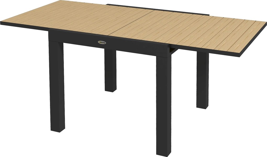 Outsunny Bútor Kert Étkezőasztal 6 Fő Részére, Tágítható Erkélyasztal Max. 70 kg Teherbírással, Alumínium, Sárga 81/162 x 80 x 75 cm | Aosom