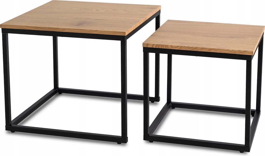 Négyzet alakú asztal 2in1 Kávé Loft Fekete Tölgy Arany Nappali Carmi