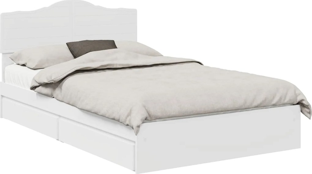 vidaXL Tárolós Ágy fejtámlával fiókkal Fehér 120 x 190 cm Faanyag
