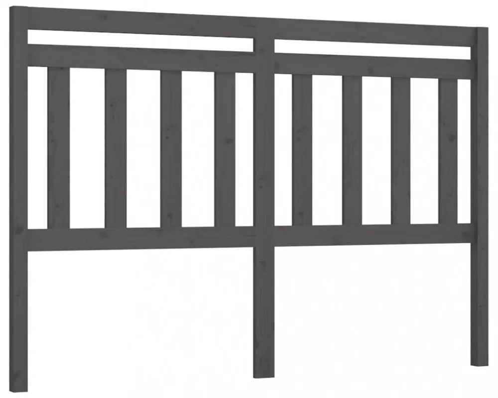 szürke tömör fenyőfa ágy fejtámla 156 x 4 x 100 cm