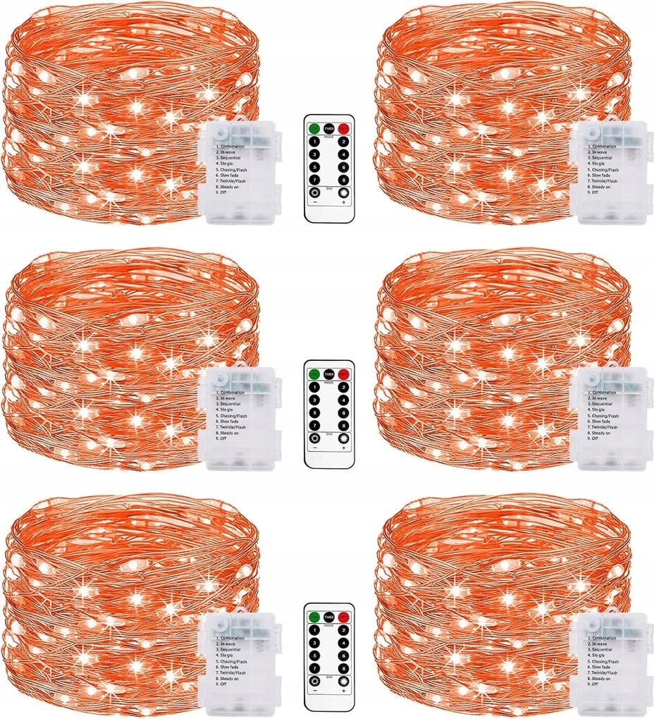 litogo Elemes fénylánc, 6 db, zöld fény