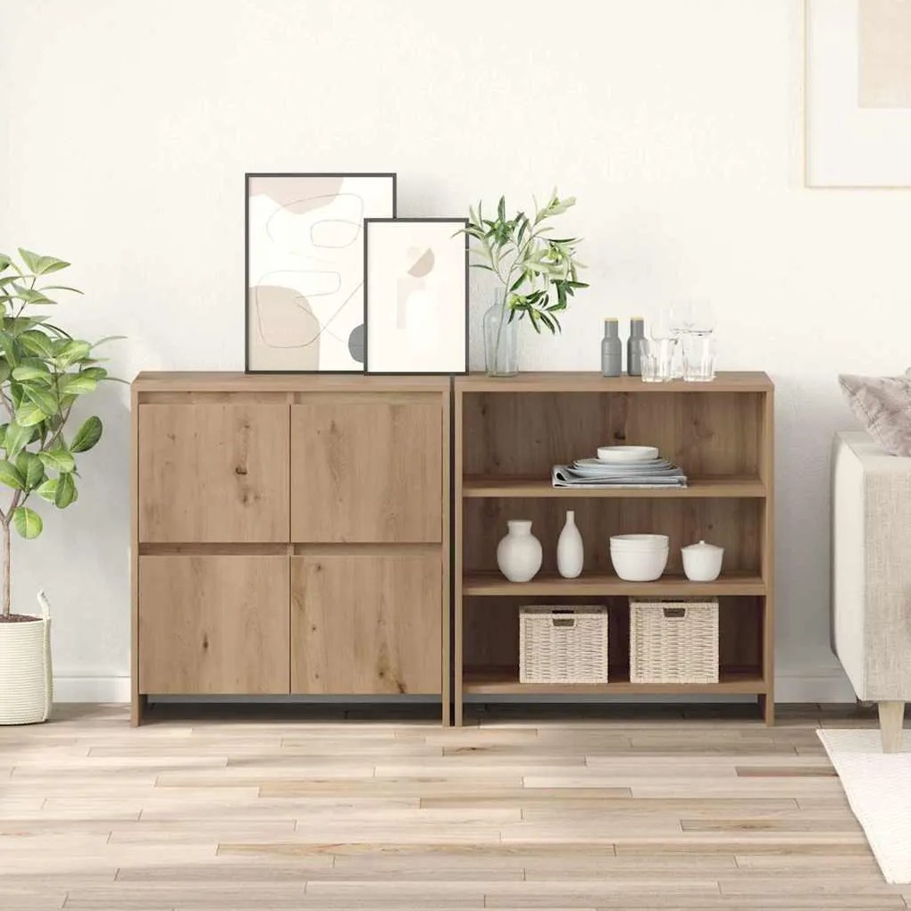 Oldalszekrények 2 pcs kézműves tölgy 70 x 41 x 75 cm Faanyag