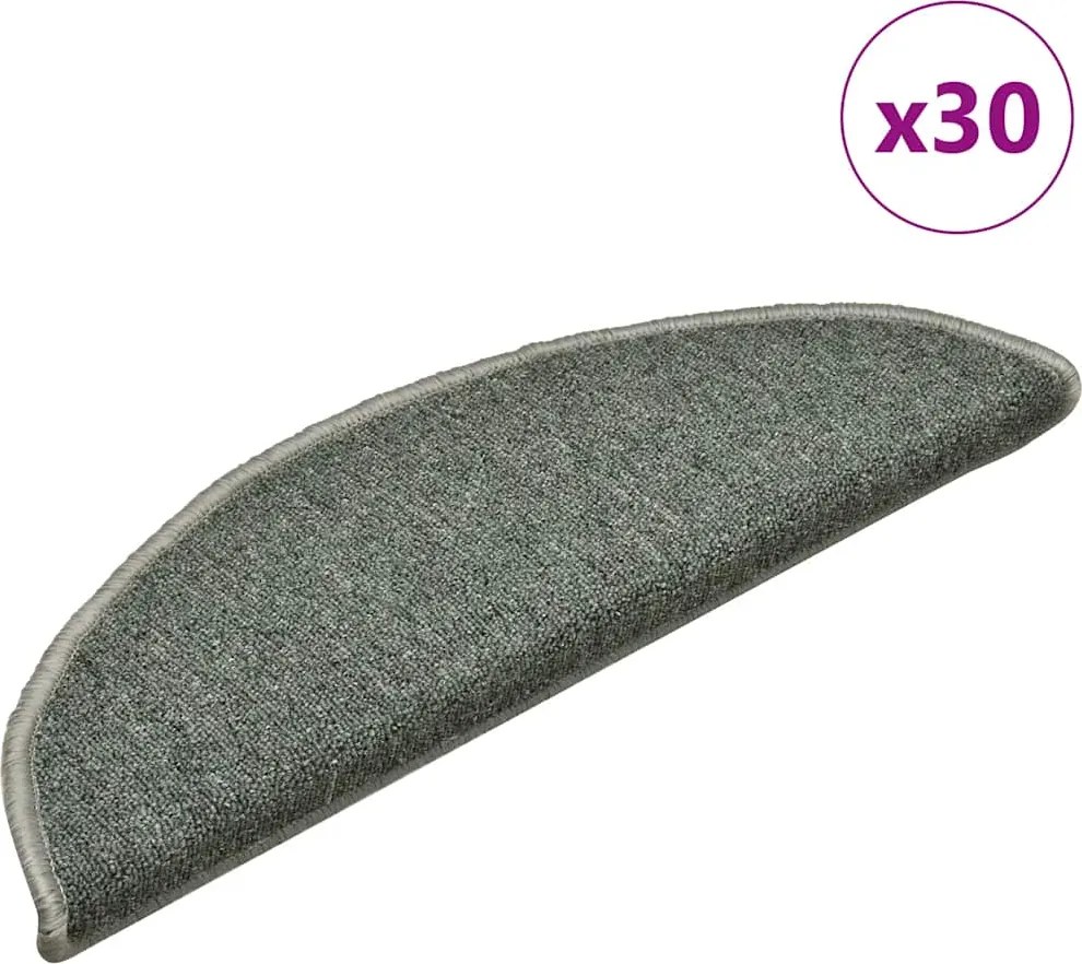 vidaXL 30 db sötétzöld félkör alakú lépcsőszőnyeg 56 x 17 x 3 cm