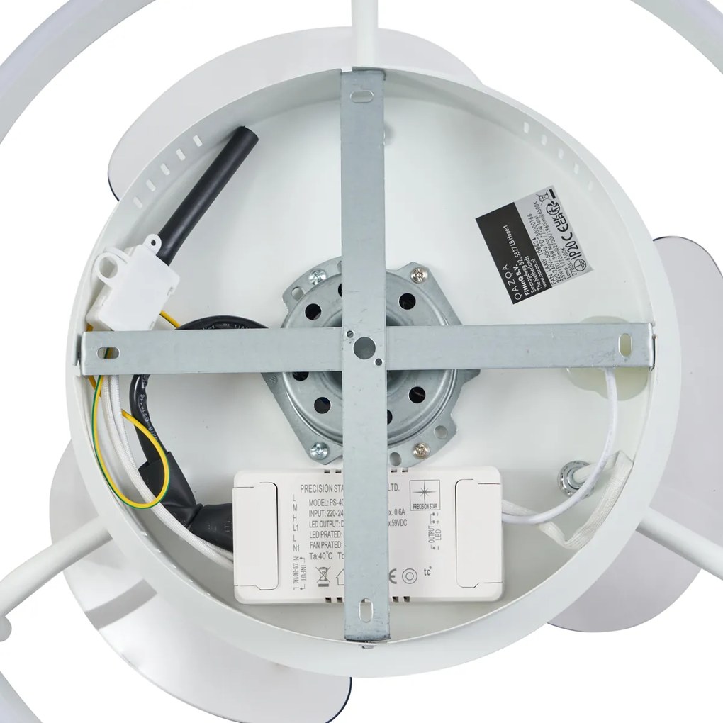 Mennyezeti ventilátor fehér 50 cm LED-del, fényerőszabályzóval és távirányítóval - Maddy