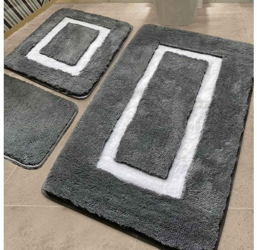 KÉSZLET 3x Fürdőszoba szőnyeg 60/60/100 cm antracit
